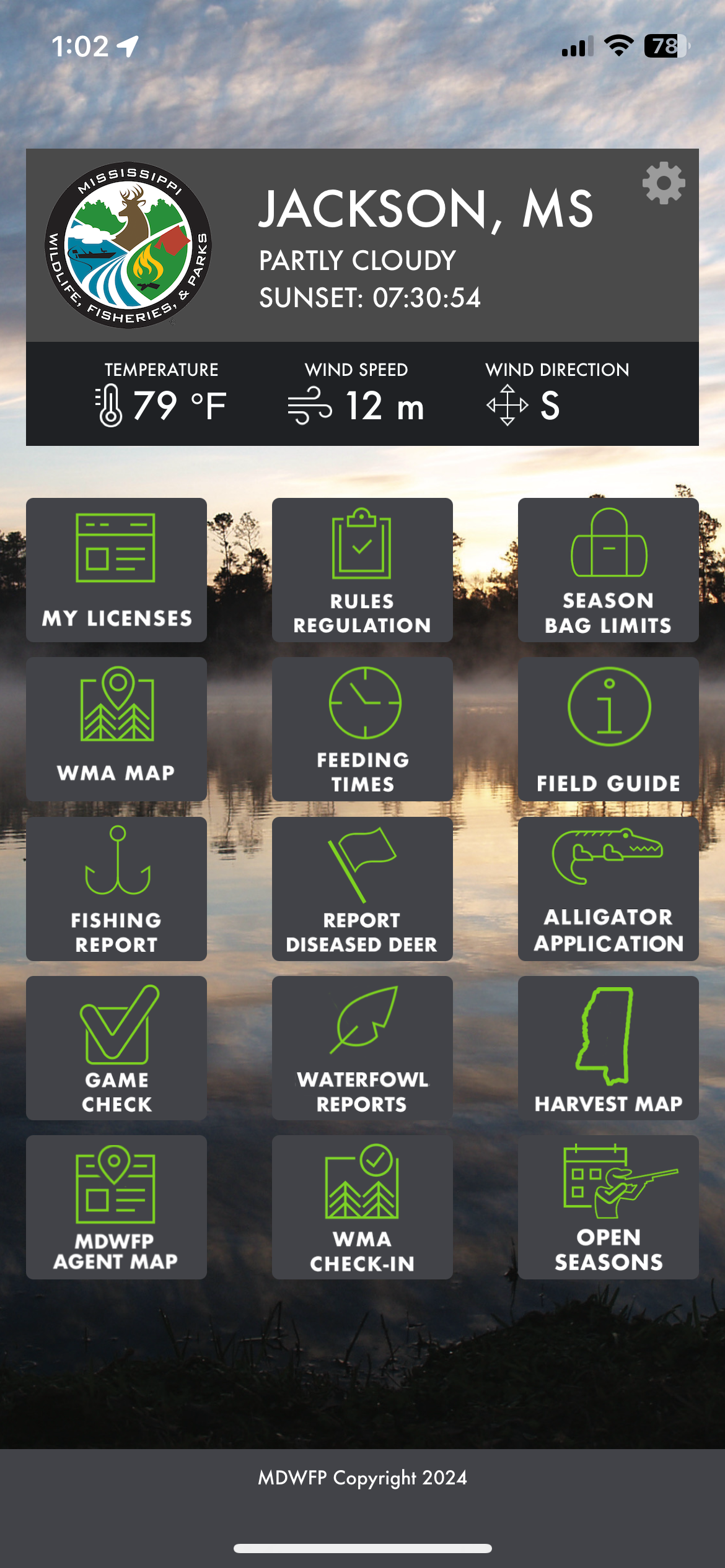 MDWFP Hunting & Fishing App Screenshot